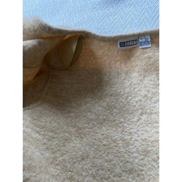 Vintage Russ Women's Wool Sweater Sz S Neutral Wood Buttons Cardigan Minimalist - Picture 13 of 15